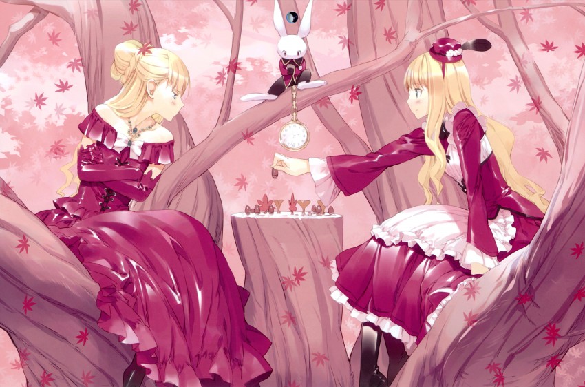 alice and white rabbit (alice's adventures in wonderland) drawn by ueda_ryou