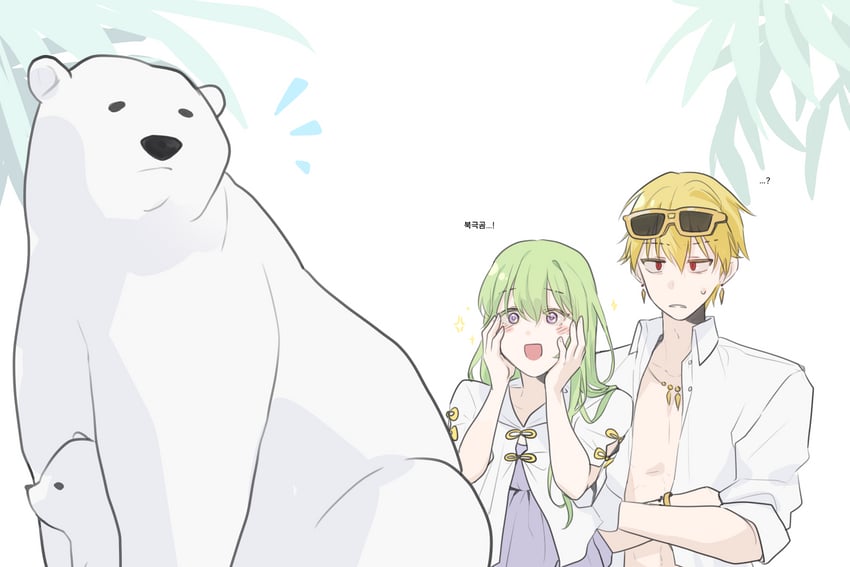 gilgamesh, enkidu, and kingu (fate and 1 more) drawn by kassia