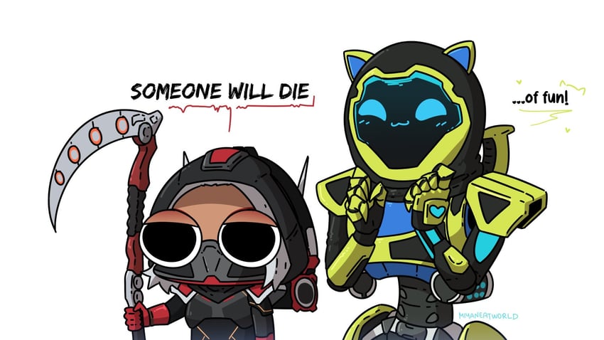 revenant, conduit, nine lives revenant, and undying optimism conduit (apex legends and 1 more) drawn by miyan_(oceanmaiden)