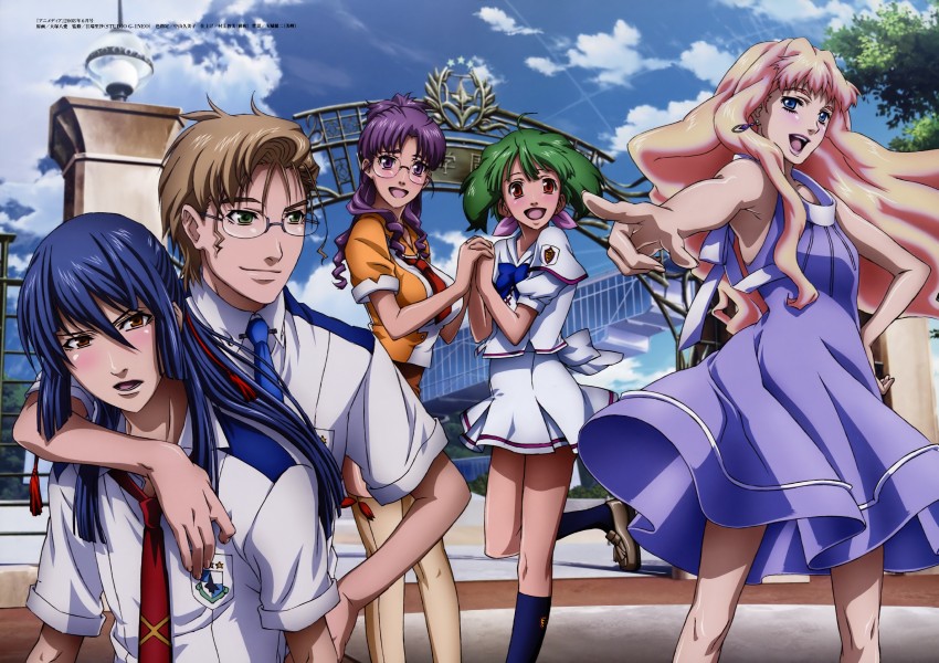 sheryl nome, ranka lee, saotome alto, mikhail buran, and matsuura nanase (macross and 1 more) drawn by ootsuka_yae
