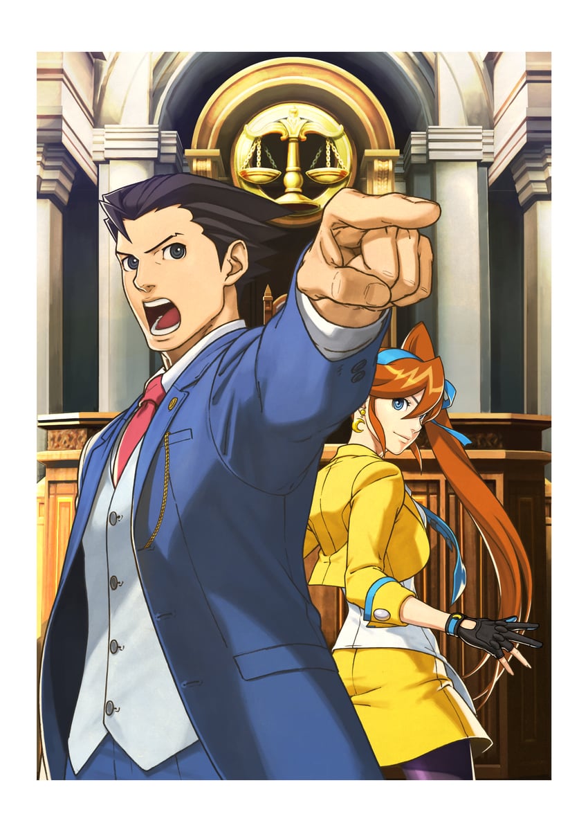 phoenix wright and athena cykes (ace attorney and 1 more) drawn by fuse_takuro
