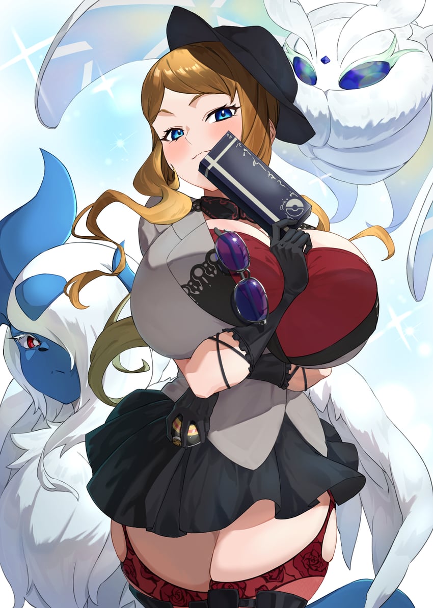 serena, absol, and frosmoth (pokemon and 1 more) drawn by hizakake