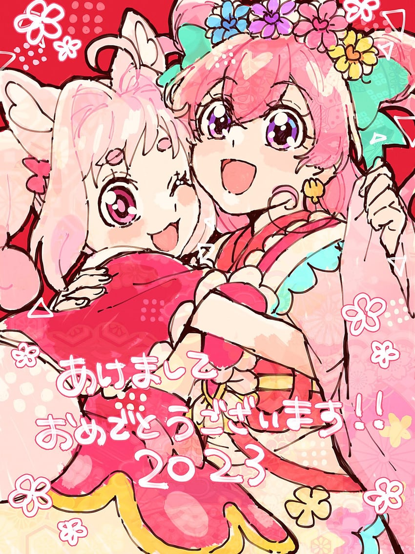 nagomi yui, cure precious, and kome-kome (precure and 1 more) drawn by yufu_kyouko