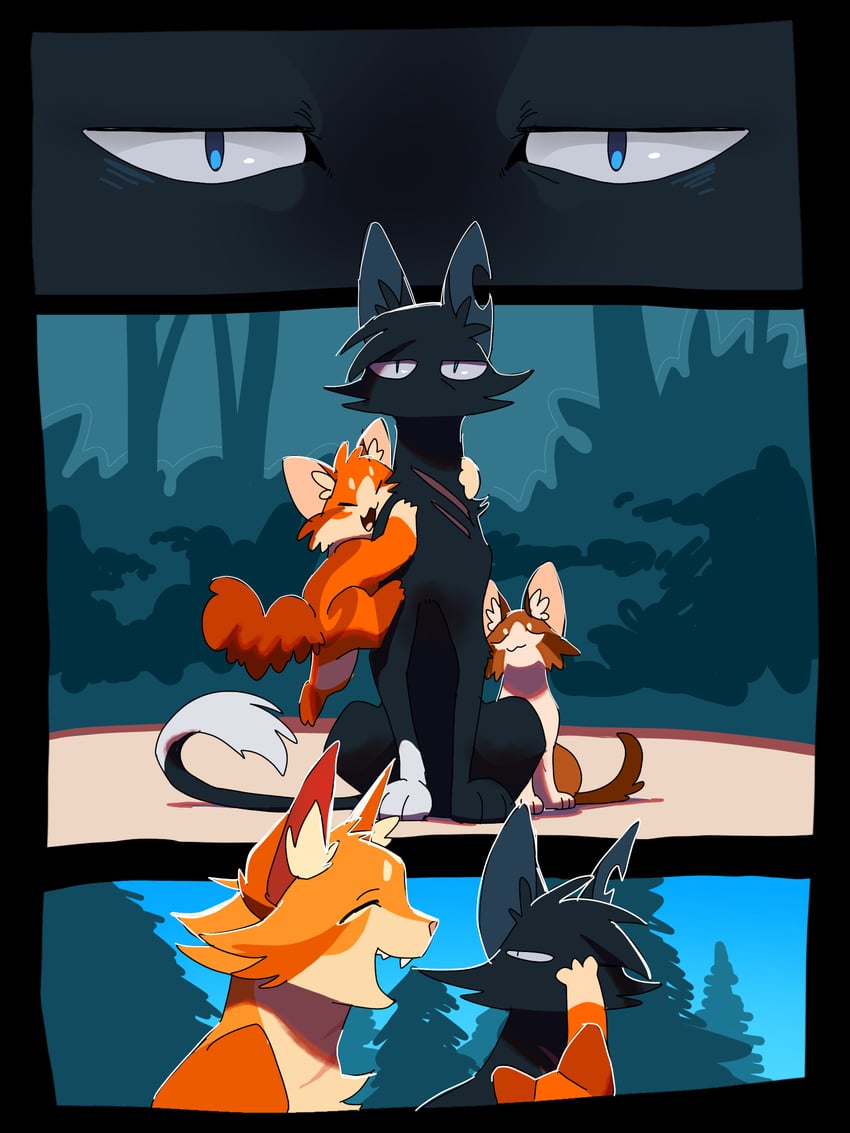 firestar, scourge, squirrelstar, and leafpool (warrior cats and 2 more) drawn by phyllosta_tiyo