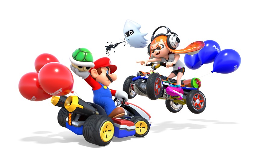 inkling player character, inkling girl, mario, and blooper (splatoon and 5 more)