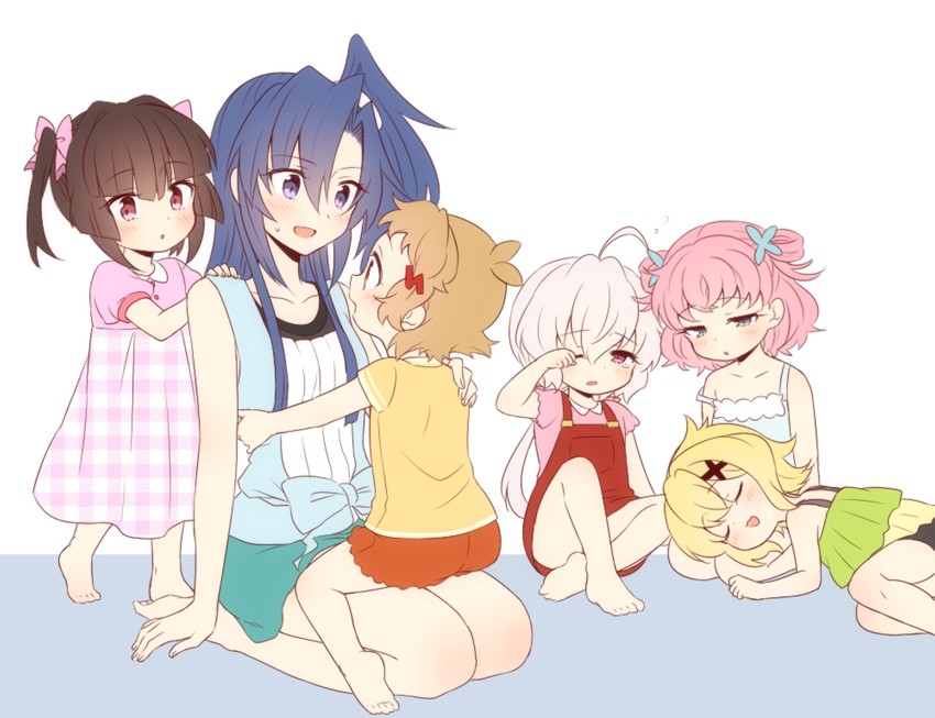 yukine chris, tachibana hibiki, akatsuki kirika, tsukuyomi shirabe, kazanari tsubasa, and 1 more (senki zesshou symphogear) drawn by lanlanlap