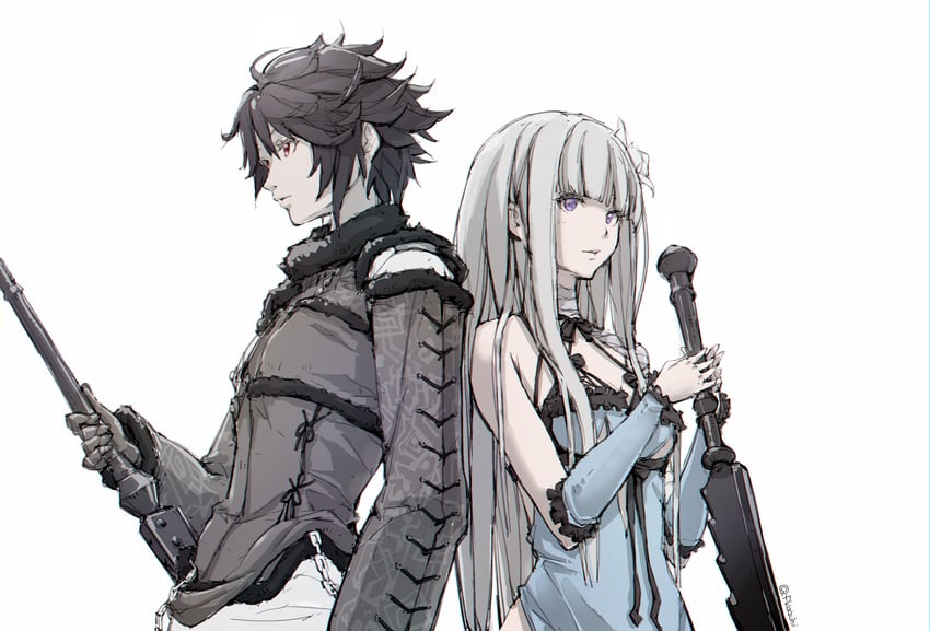 kaine, nier, hase mikoto, and akaba yukino (nier and 1 more) drawn by kazuhi