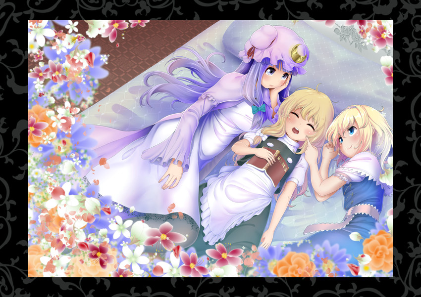 kirisame marisa, alice margatroid, and patchouli knowledge (touhou) drawn by shiina_excel