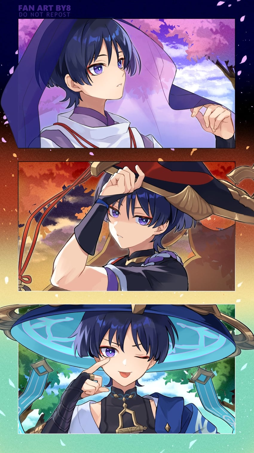 scaramouche and wanderer (genshin impact) drawn by 8_(e_uu88)
