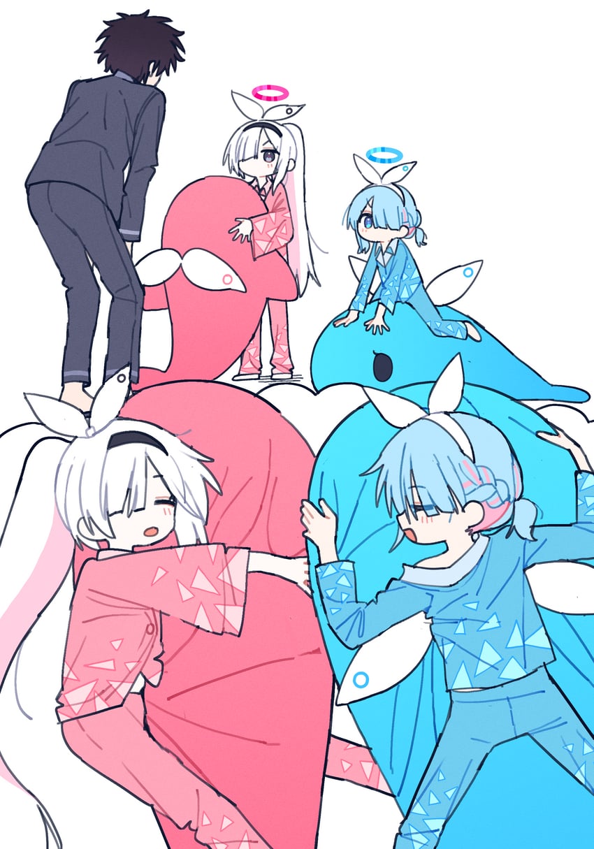 sensei, arona, and plana (blue archive and 1 more) drawn by je_o_mo