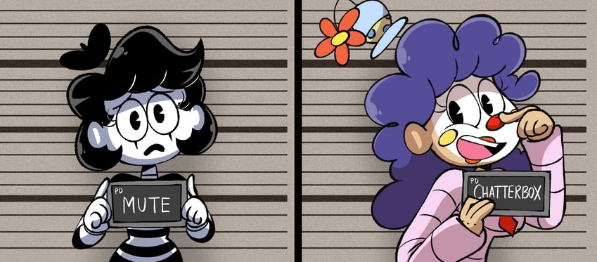 mute the mime and chatterbox the clown (original) drawn by imrachets