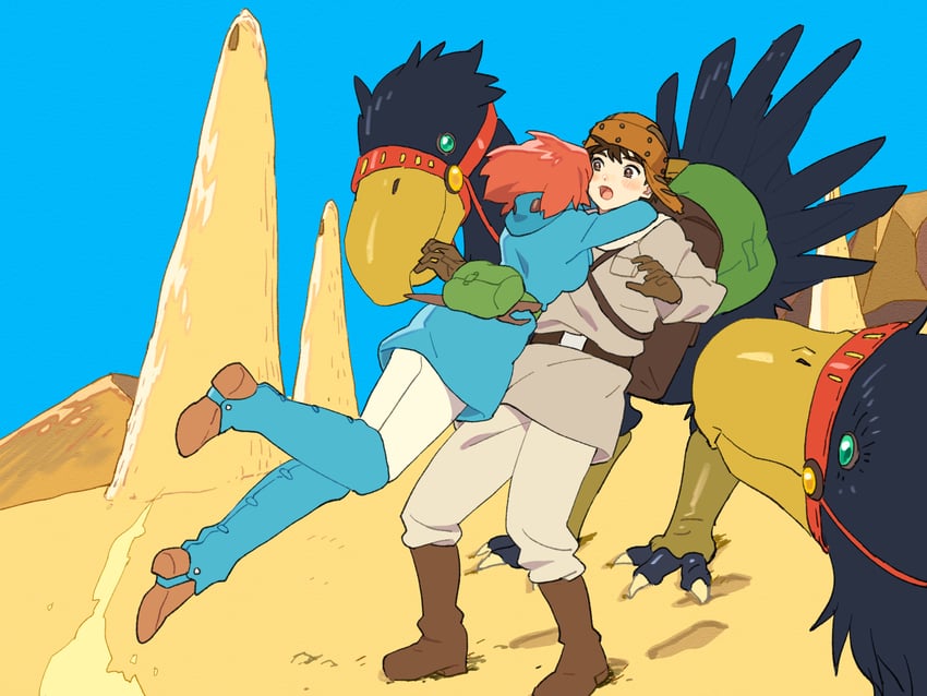 nausicaa and asbel (studio ghibli and 1 more) drawn by honoboooono