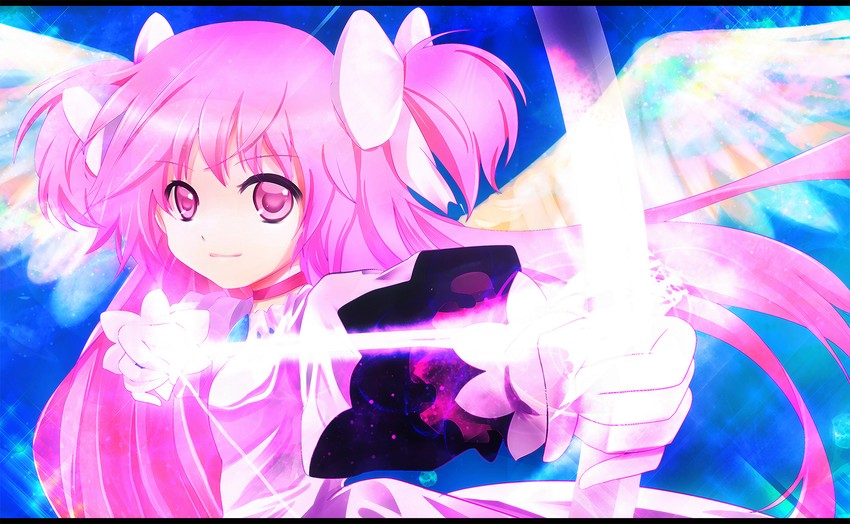 kaname madoka and ultimate madoka (mahou shoujo madoka magica) drawn by takasaka_shuutarou