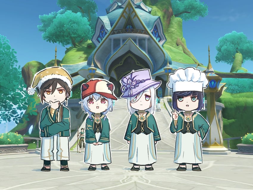 ganyu, zhongli, shenhe, and yelan (genshin impact) drawn by xinzoruo