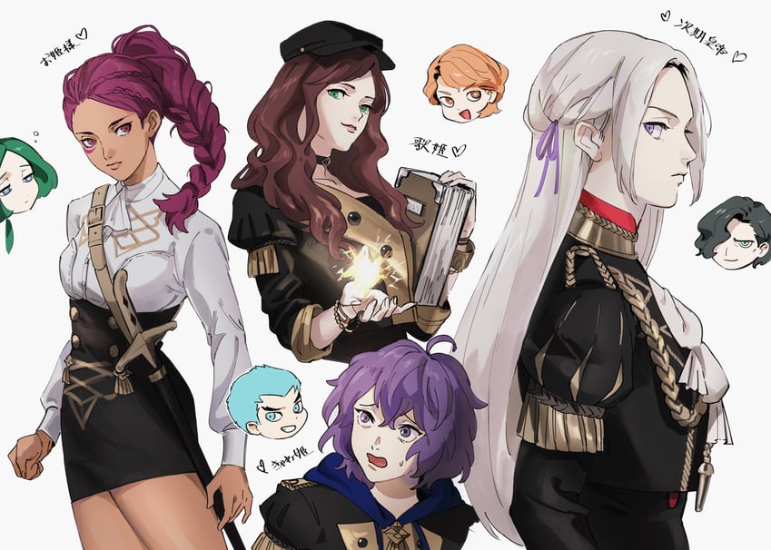 edelgard von hresvelg, dorothea arnault, bernadetta von varley, petra macneary, hubert von vestra, and 3 more (fire emblem and 1 more) drawn by roru_(lol_dessin)