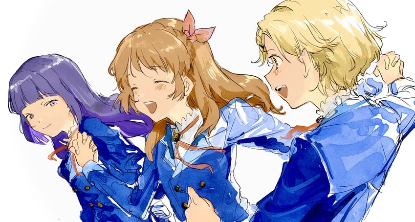 ozora akari, hikami sumire, and shinjo hinaki (aikatsu!) drawn by suiso_(owp)