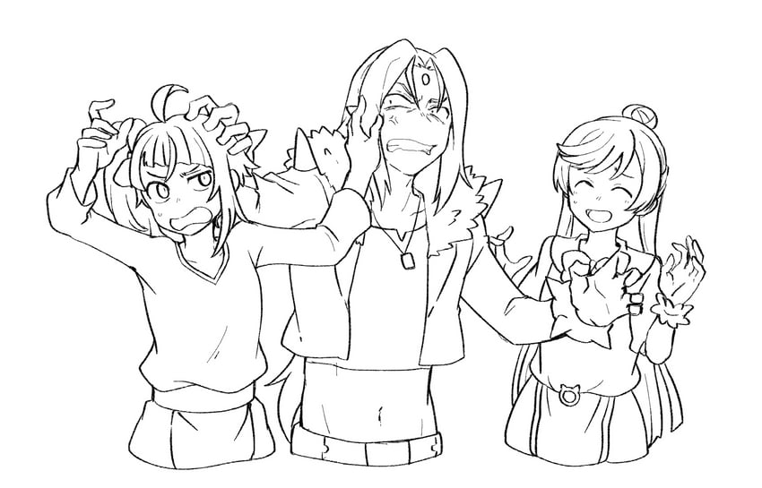 sora harewataru, nijigaoka mashiro, and battamonda (precure and 1 more) drawn by temoshi_(tmtm1932)