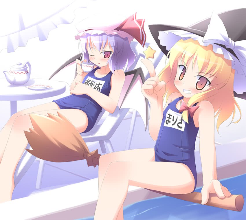 kirisame marisa and remilia scarlet (touhou) drawn by kagura_yuuki