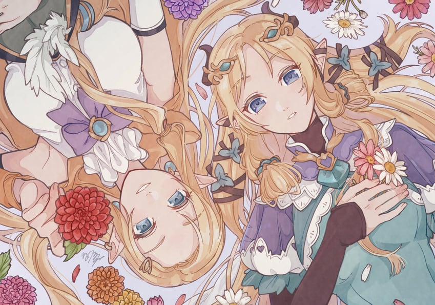margaret and dahlia (rune factory and 2 more) drawn by mamenae_(sprout601)