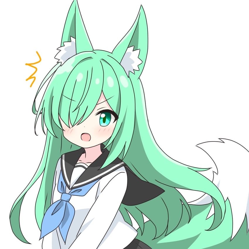 green-haired fox girl (original) drawn by kotatsu-mazoku