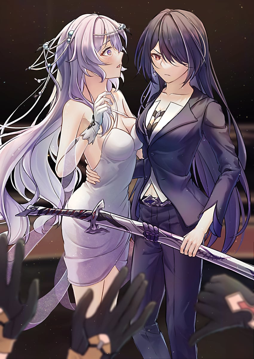 trailblazer, stelle, sparkle, acheron, and black swan (honkai and 1 more) drawn by huangquan_(yumi_37948746)