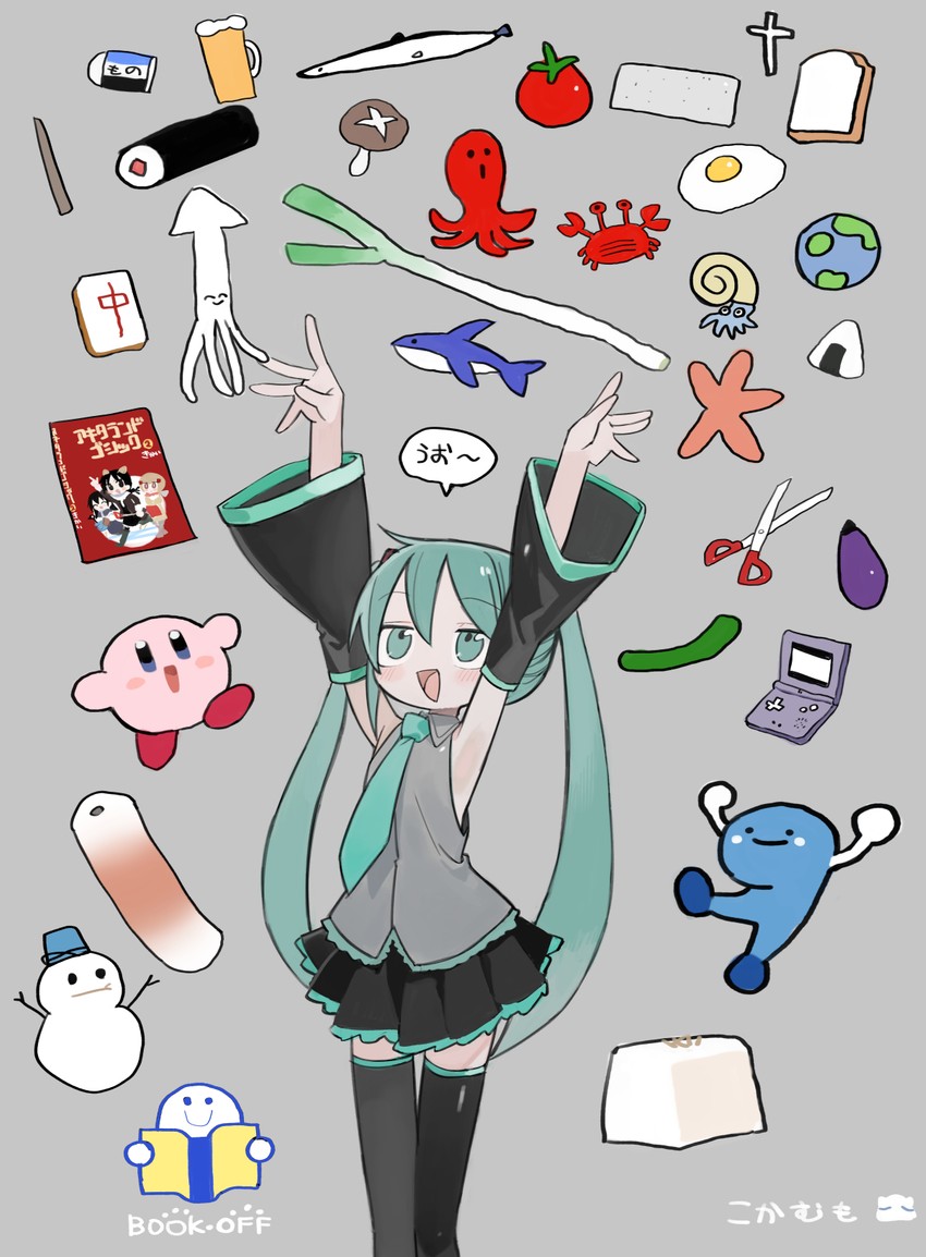 hatsune miku, kirby, omanyte, akita, komachi, and 1 more (pokemon and 4 more) drawn by kokaki_mumose