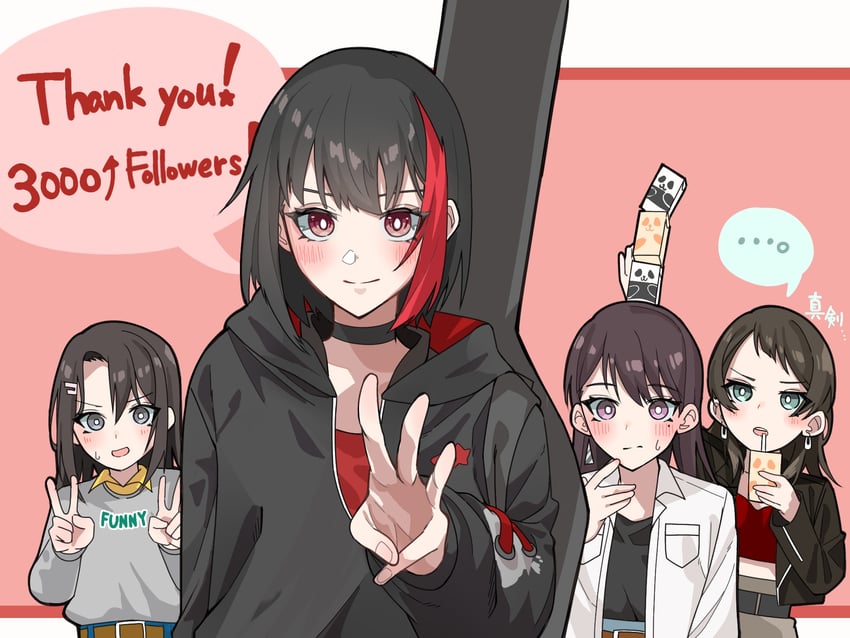 shiina taki, yahata umiri, mitake ran, and okusawa misaki (bang dream! and 1 more) drawn by nanami_(nunnun_0410)