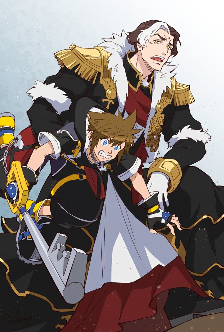 sora and emet-selch (final fantasy and 3 more) drawn by banana_gyuunyuu