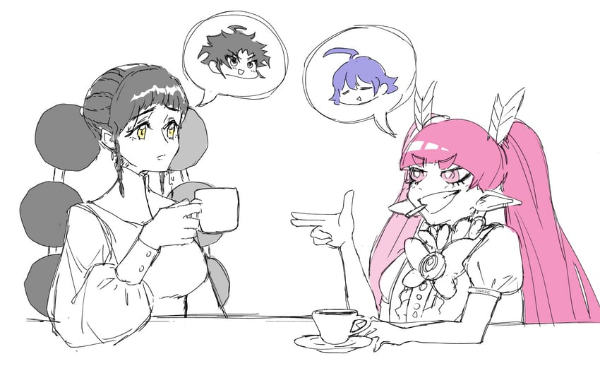 suzuki iruma, desscaras, ichi, and barbatos bachiko (mairimashita! iruma-kun and 1 more) drawn by naoke666