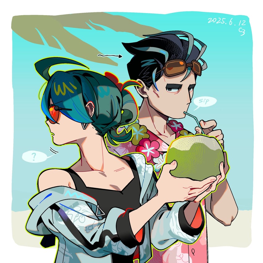 rika and larry (pokemon and 2 more) drawn by e123oo