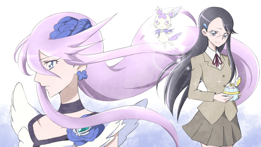 tsukikage yuri, cure moonlight, and cologne (precure and 1 more) drawn by tsukikage_oyama