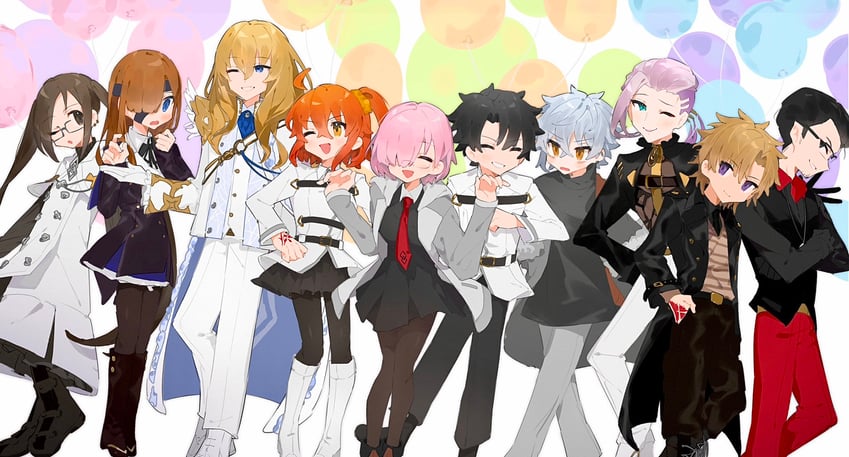 mash kyrielight, fujimaru ritsuka, yu mei-ren, kadoc zemlupus, kirschtaria wodime, and 5 more (fate and 1 more) drawn by takumi_(hkhkgohan)