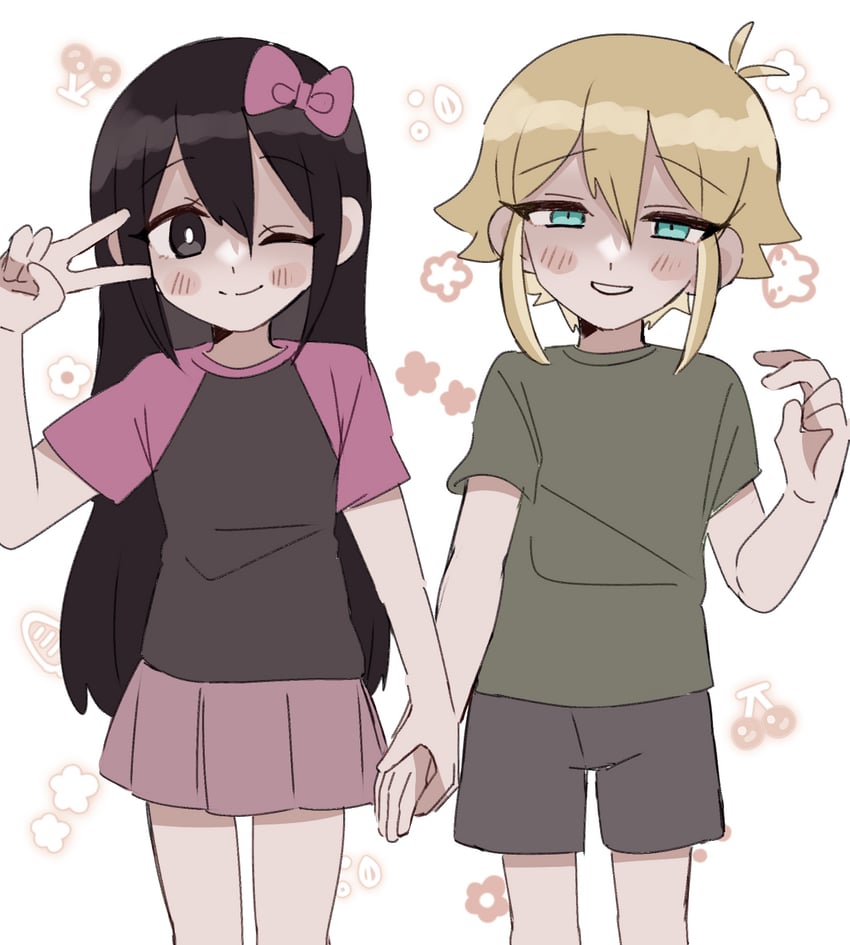 basil and aubrey (omori) drawn by andou_(sino_spkt)