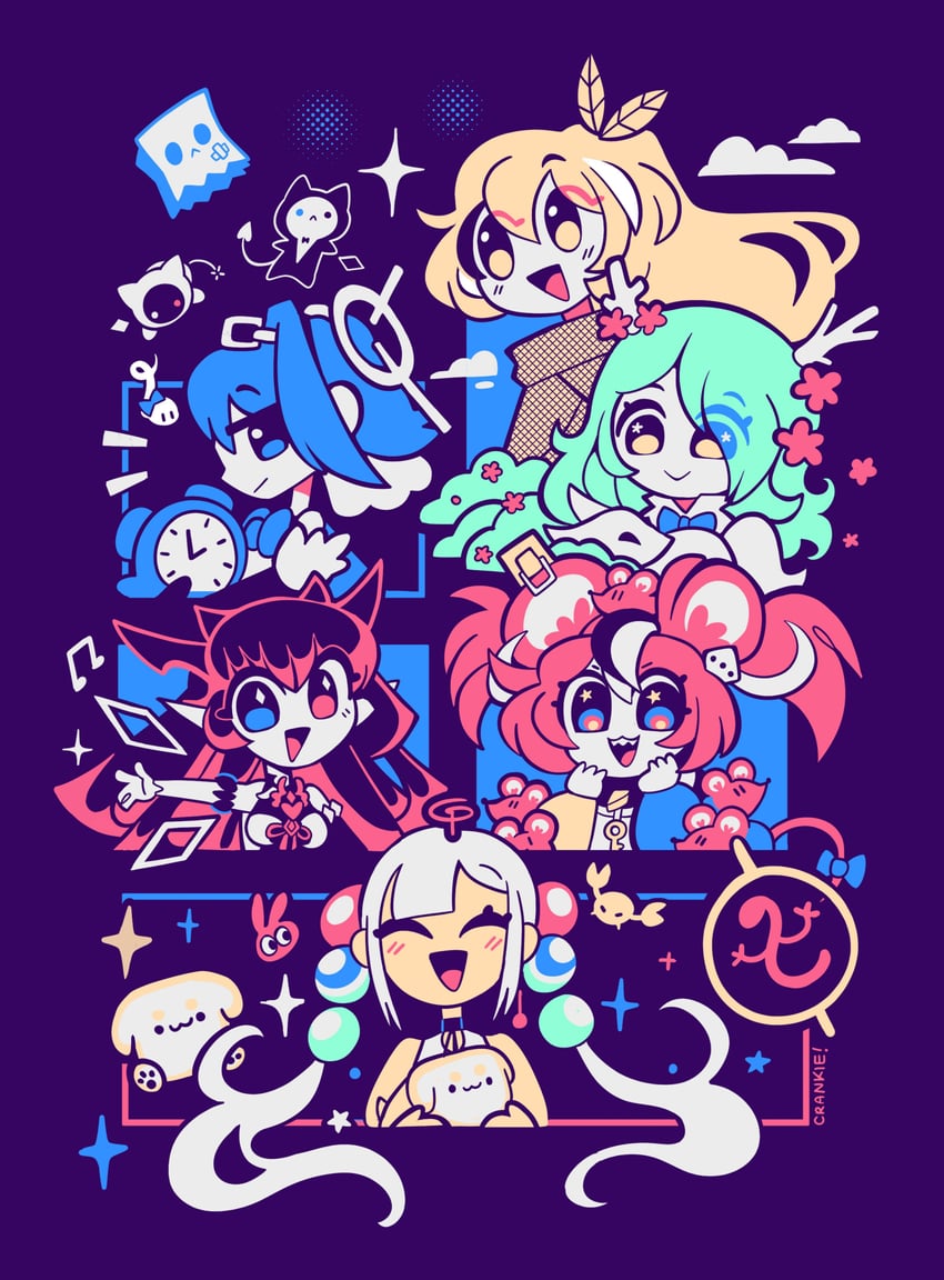ouro kronii, nanashi mumei, hakos baelz, ceres fauna, irys, and 12 more (hololive and 1 more) drawn by crankie