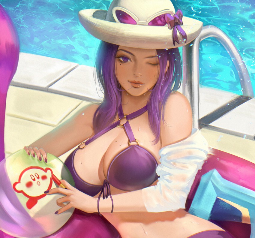 kirby, caitlyn, and pool party caitlyn (league of legends and 1 more) drawn...