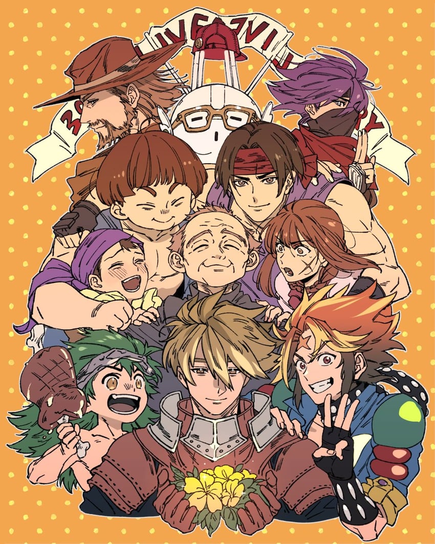 lei kuugo, oersted, tadokoro akira, cube, takahara masaru, and 6 more (live a live) drawn by jin_k1ri
