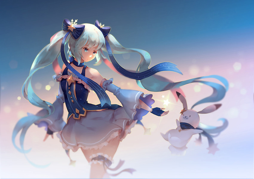hatsune miku, yuki miku, and rabbit yukine (vocaloid and 1 more) drawn by vienri