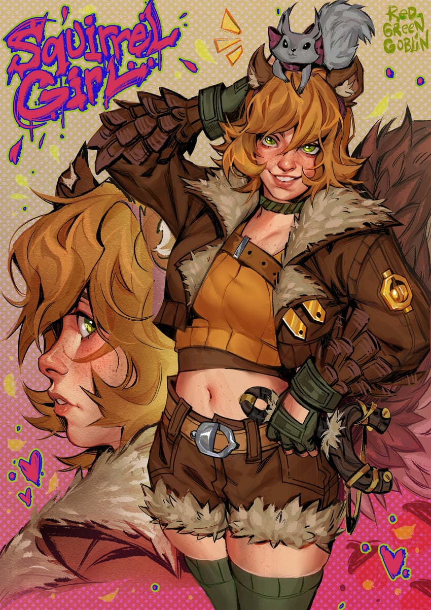 squirrel girl and tippy-toe (marvel and 1 more) drawn by redgreengoblin