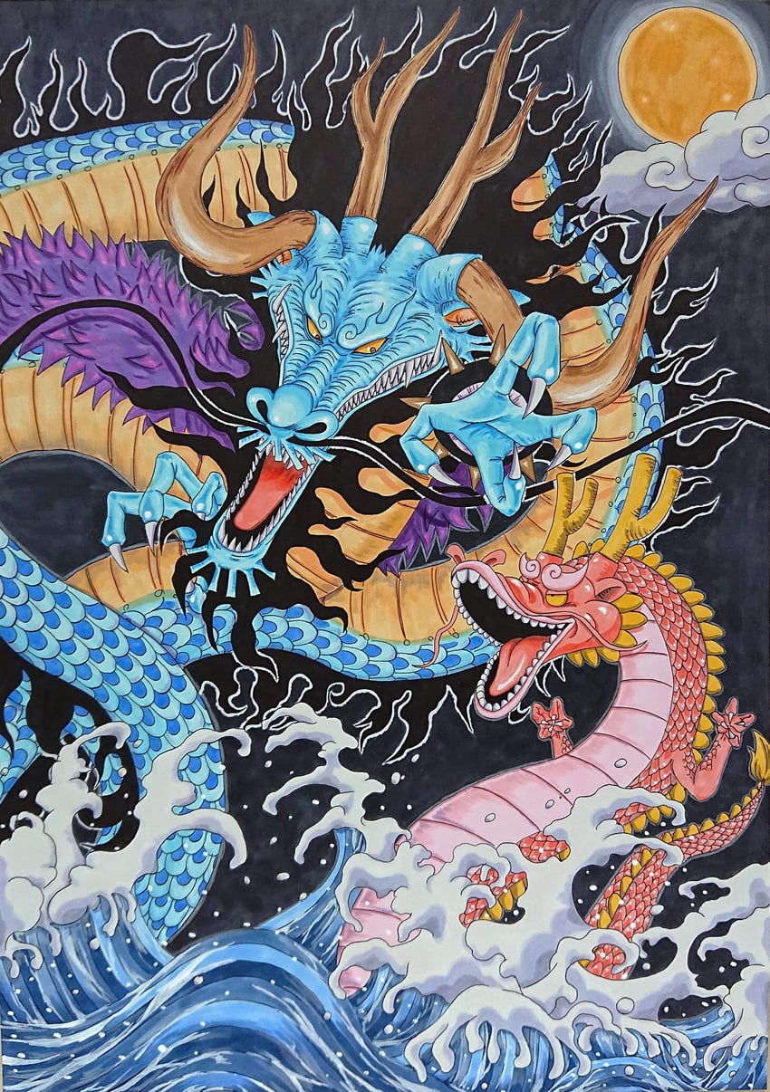kouzuki momonosuke and kaidou (one piece) drawn by yuichi_(fanghart)