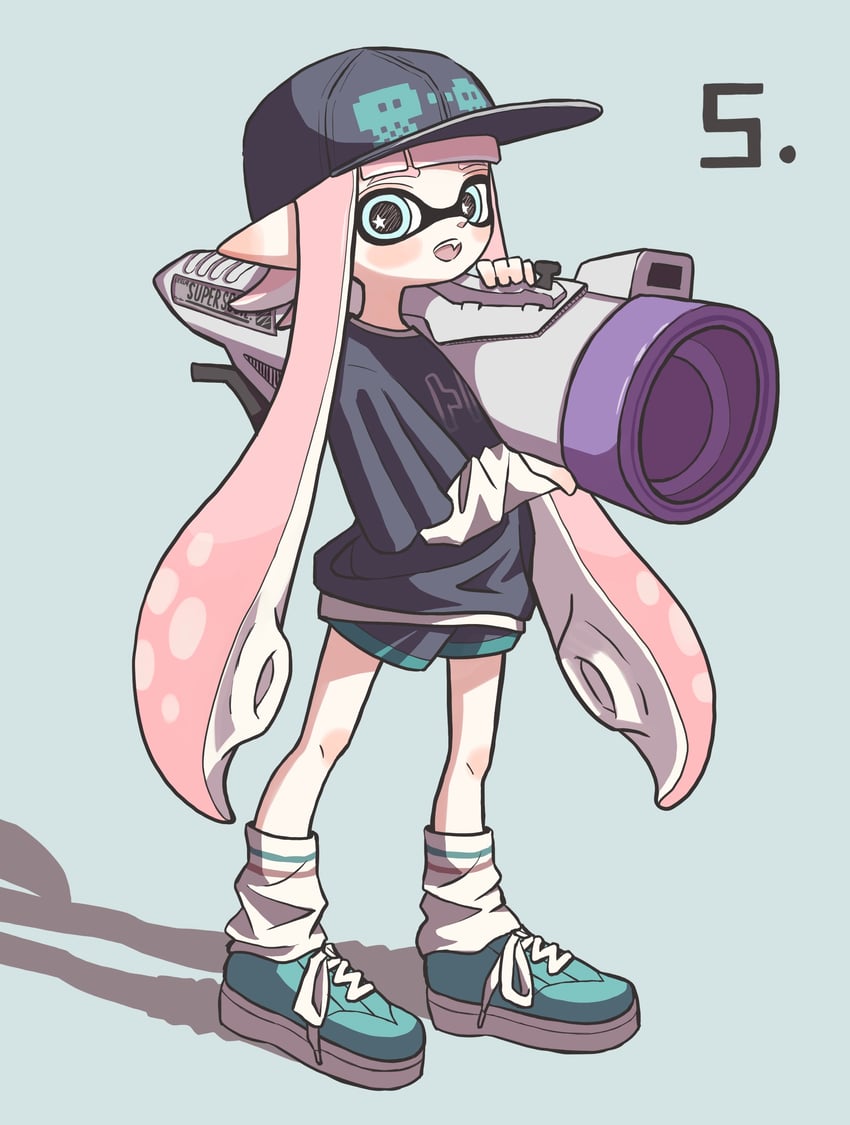 inkling player character and inkling girl (splatoon and 1 more) drawn by osakanagumi11