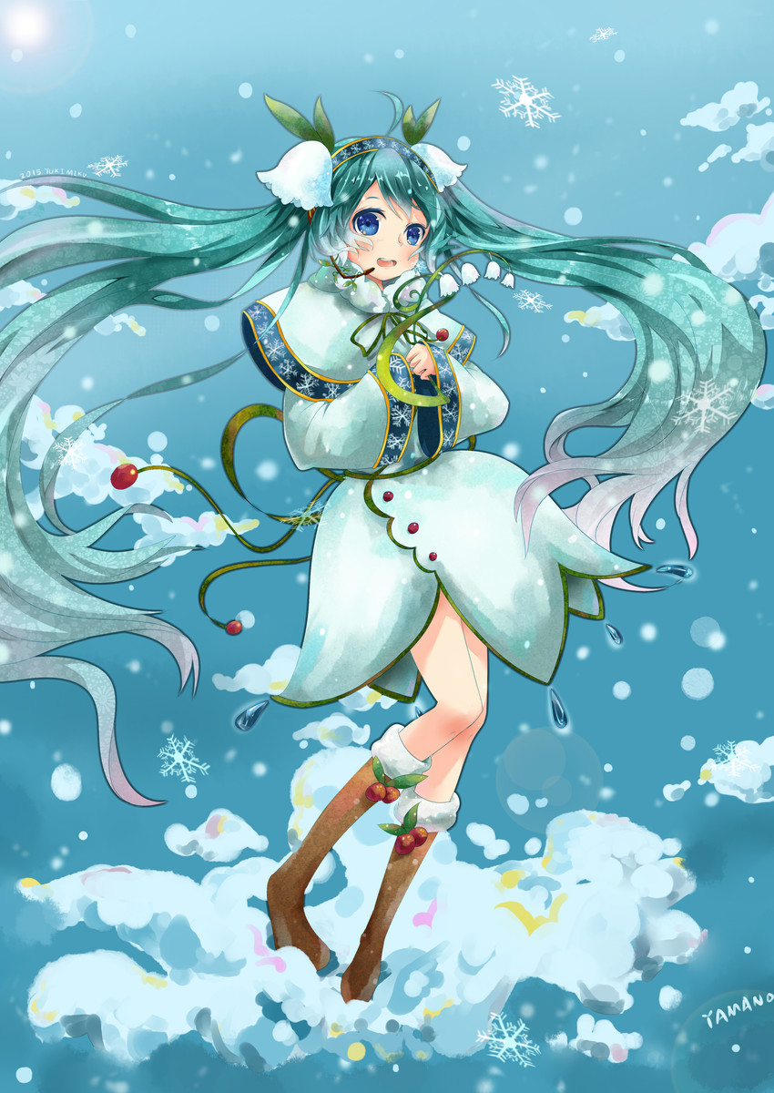 hatsune miku and yuki miku (vocaloid) drawn by yamano_(yamanoh)