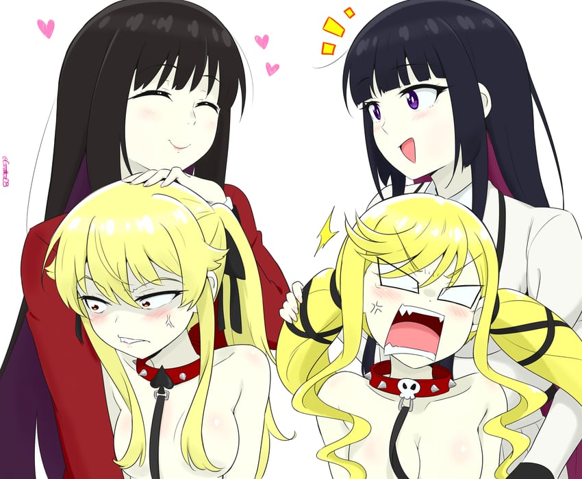 jabami yumeko, saotome mary, suzunomiya lilisa, and kurogane otoha (kakegurui and 1 more) drawn by garethue8