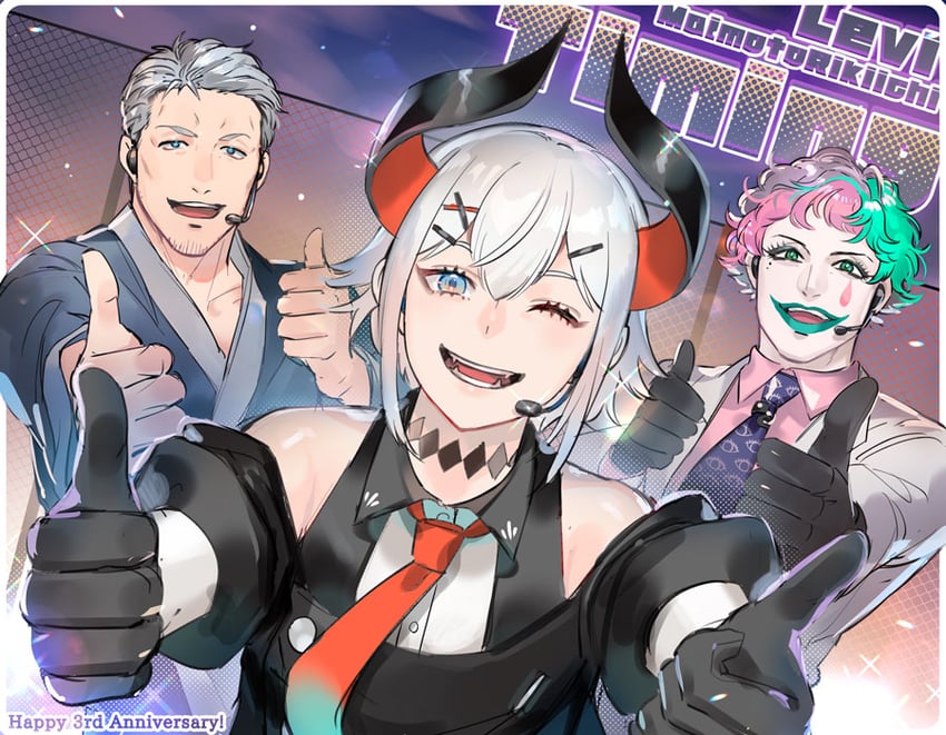joe rikiichi, levi elipha, and maimoto keisuke (nijisanji) drawn by ojica
