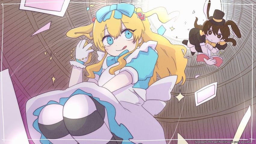 alice and pajamy (alice's adventures in wonderland and 2 more) drawn by iyowa_(igusuri_please)