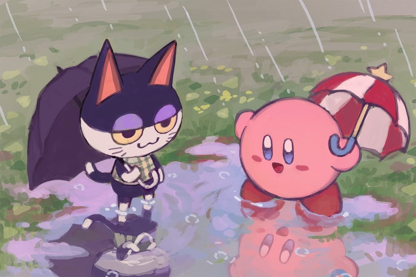 kirby, parasol kirby, and punchy (kirby and 1 more) drawn by prne_2