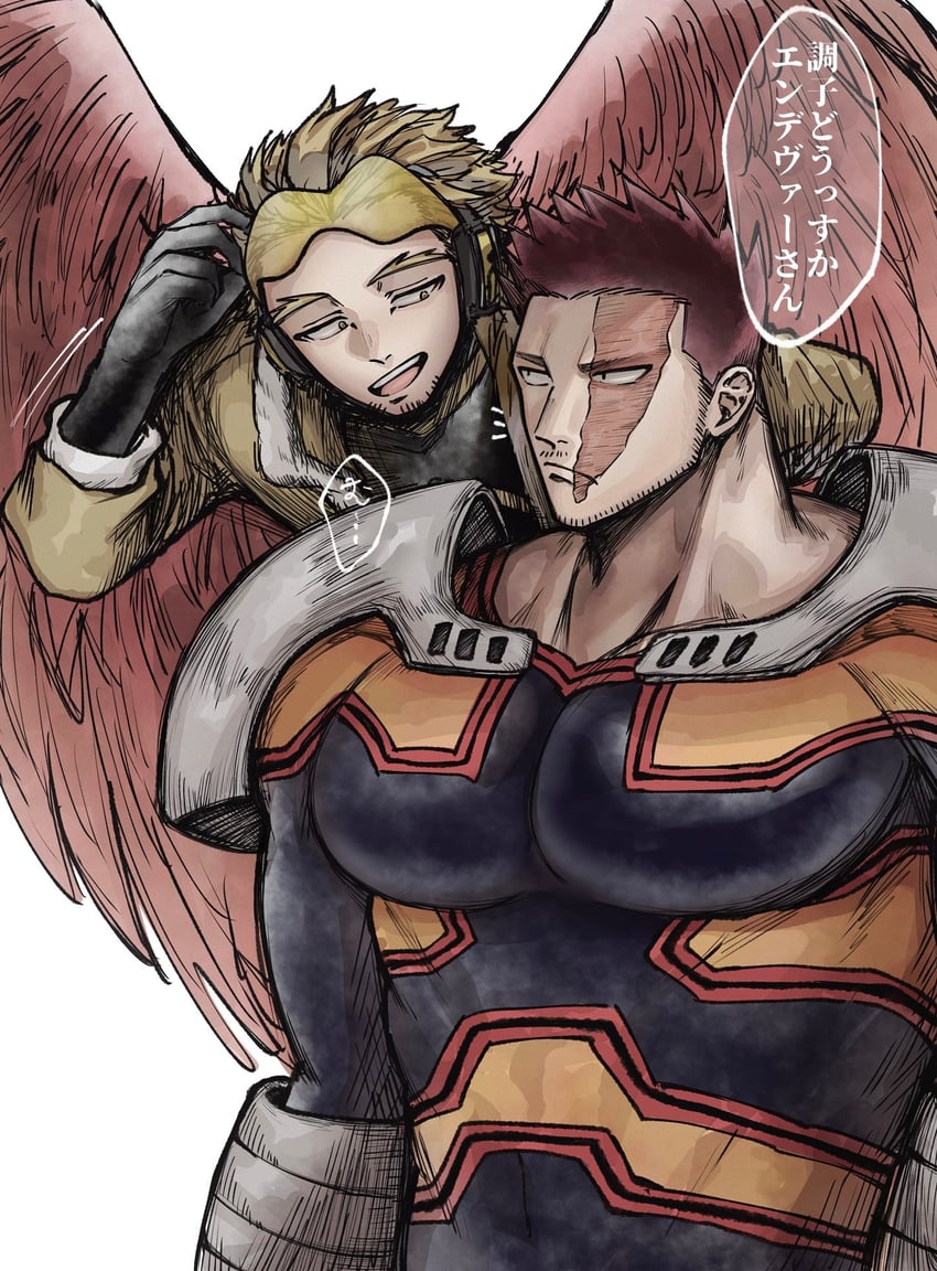 endeavor and hawks (boku no hero academia) drawn by yama_21