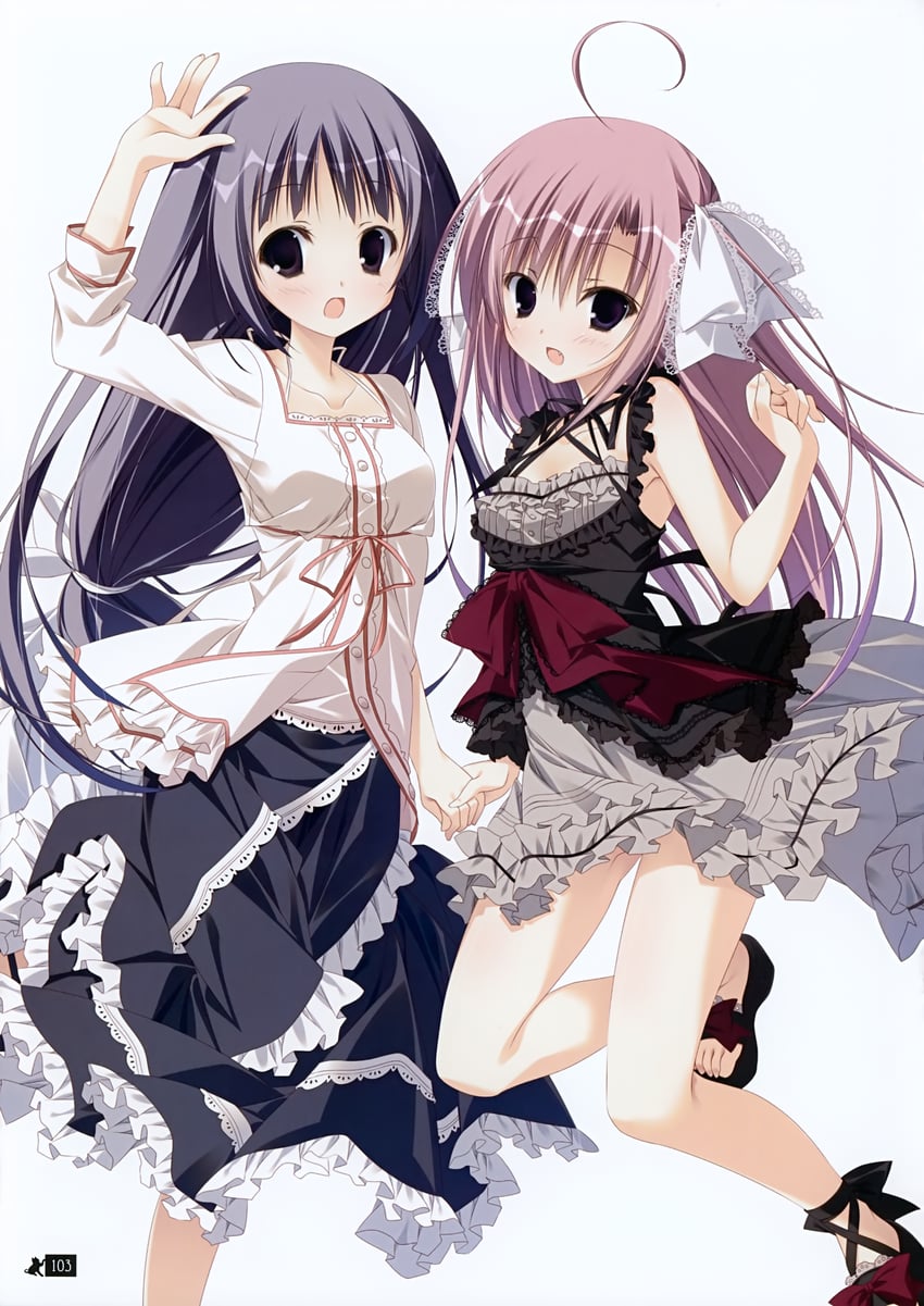 natsusaki yomi and ayugase tsukiko (himawari no kyoukai to nagai natsuyasumi) drawn by inugami_kira