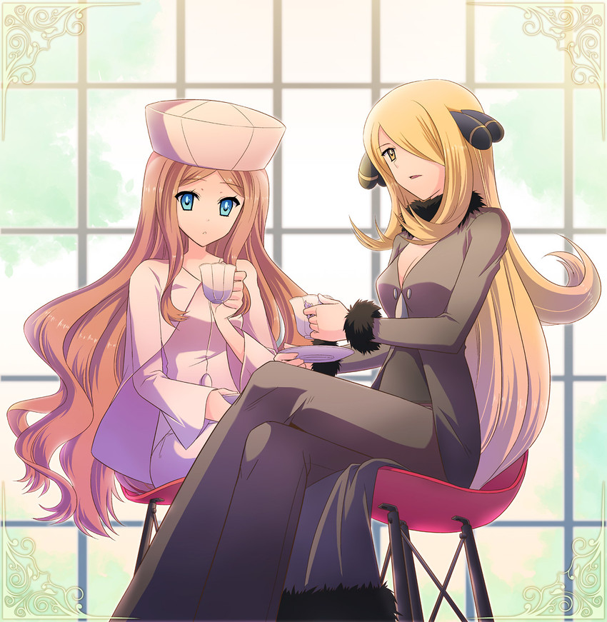cynthia and caitlin (pokemon and 2 more) drawn by nu_(ukskuj)