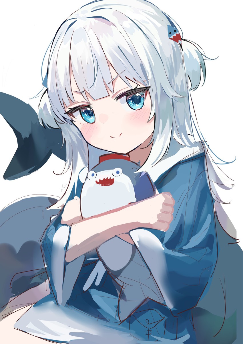 gawr gura and bloop (hololive and 1 more) drawn by aroa_(aroamoyasi)
