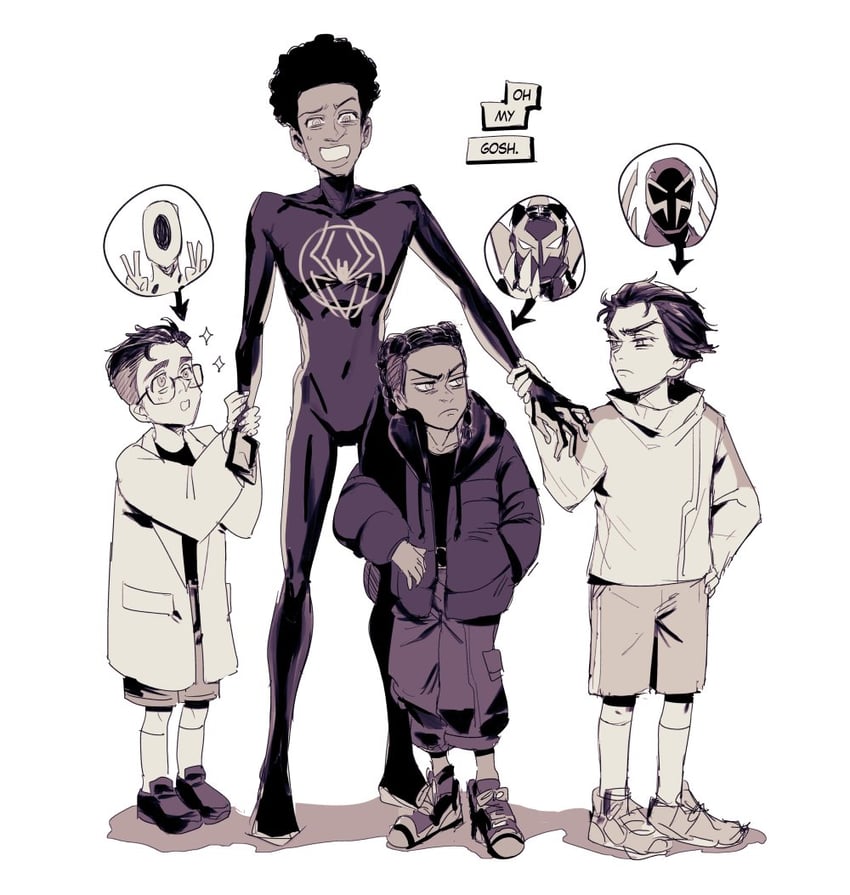 spider-man, miles morales, miles g. morales, spot, prowler, and 1 more (marvel and 3 more) drawn by mozu_suka